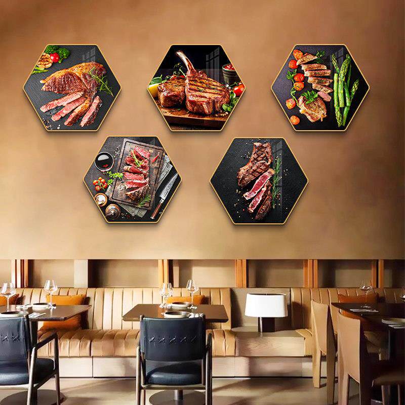 地推牛排装饰画牛肉煎烤广告海报壁画饭店挂画西餐厅背景墙面装饰