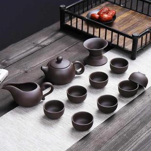 茶壶茶杯茶海整套功夫茶具礼品定制logo定制 原矿紫砂茶具套装