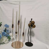 5路烛台欧式 晚餐桌布主金属用品派对引置电镀节庆头摆件婚庆