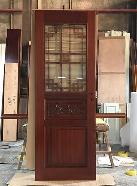 沙比利平开实木门复烤漆ML-10099门厂室家单开门式合门间内玻璃卫