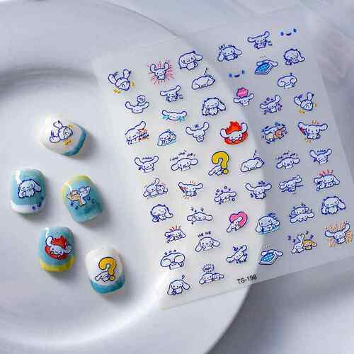 Cartoon Dog 5D Nail Art Stickers玉桂狗卡通浮雕美甲贴纸指甲贴