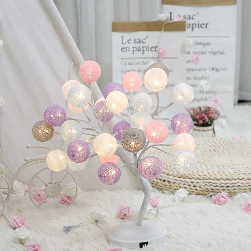新款ins棉线球树灯小彩灯串灯闪灯简约少女心装饰房间卧室,节庆用品/礼品,装饰灯,淘宝优惠券,粉丝福利购,淘宝优惠卷