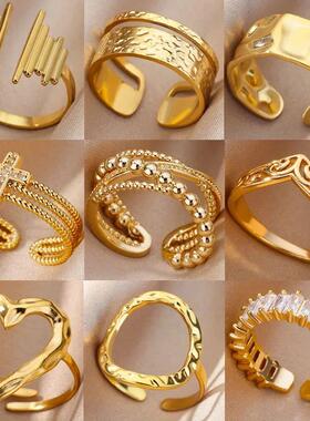 Stainless Steel Rings for Women Aesthetic Heart Gold Color W