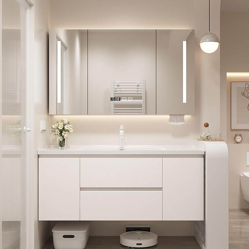 奶油风现代简约浴室柜一体盆陶瓷卫生间洗脸手盆柜组合洗漱洗手台,家装主材,浴室柜组合,淘宝优惠券,粉丝福利购,淘宝优惠卷