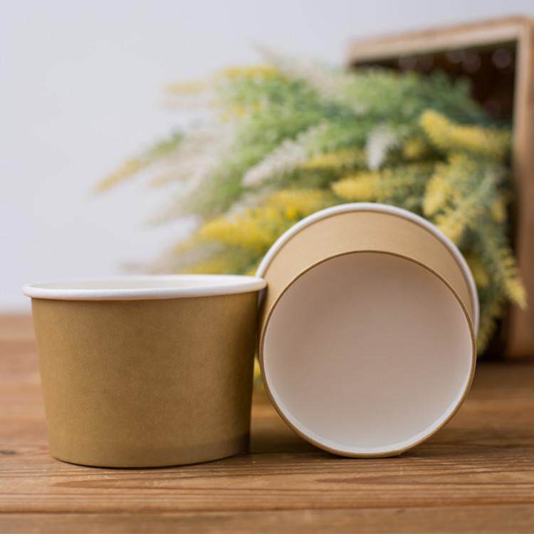 240ml一次性纸碗可配盖汤碗小碗冰淇淋 冰激凌酸奶纸杯 8盎司