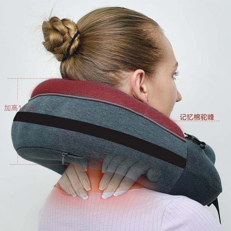新款直销电动U型按摩枕头多功能脖子颈椎按摩器车载办公室颈部揉
