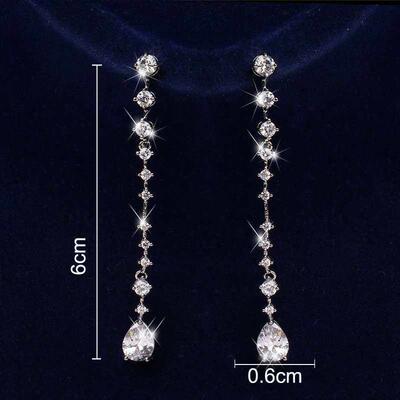 ins fashion long zircon earrings female temperament beautifu