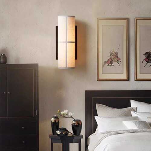 侘寂风布艺壁灯设计师简约客厅卧室床头走廊过道灯日式民宿氛围灯