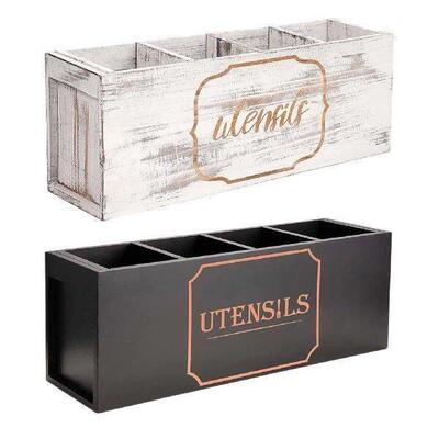 Wooden Cutlery Holder Kitchen Utensil Storage for Pantry