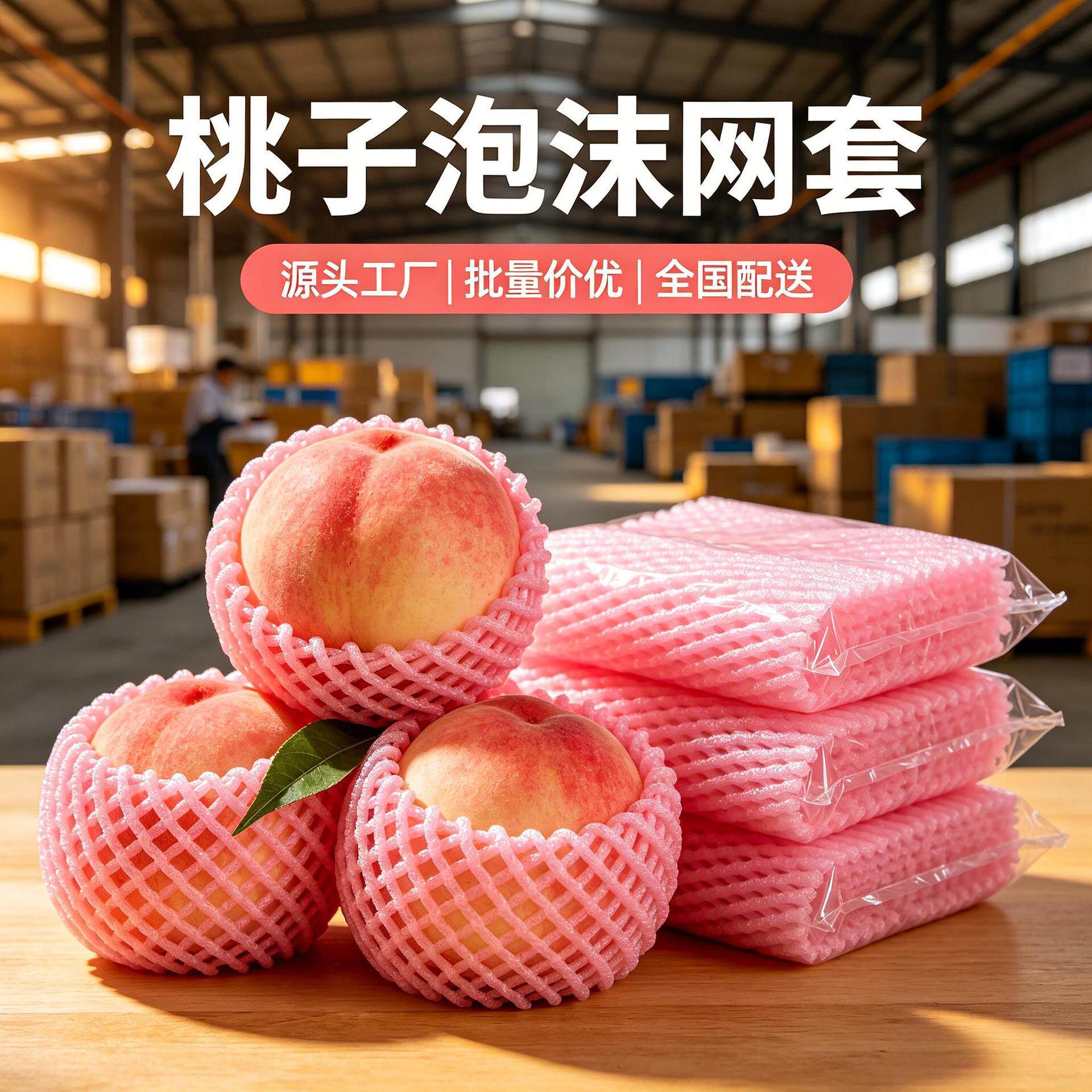 热销款桃子网套水果保护网水蜜桃防震包装网兜多规格可选专车