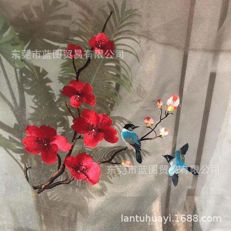 苏州双面绣玄关屏风隔断画心机绣个性中国风梅花红火吉祥透明刺绣