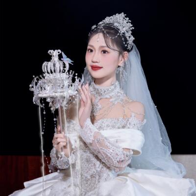 手捧花权杖结婚新娘婚礼手工dy材料成新婚礼物i高婚级POX纱品出嫁