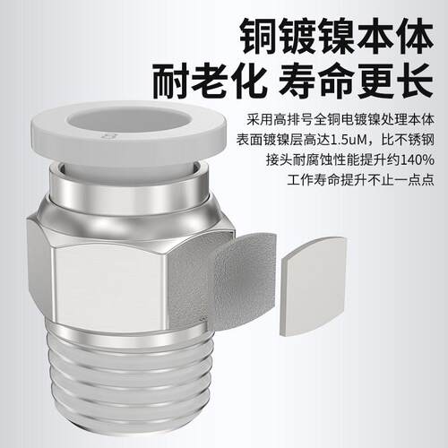 气动pu气管快速接头螺纹直通PC6-01弯头弯通PL802调速ASL4-M5/602