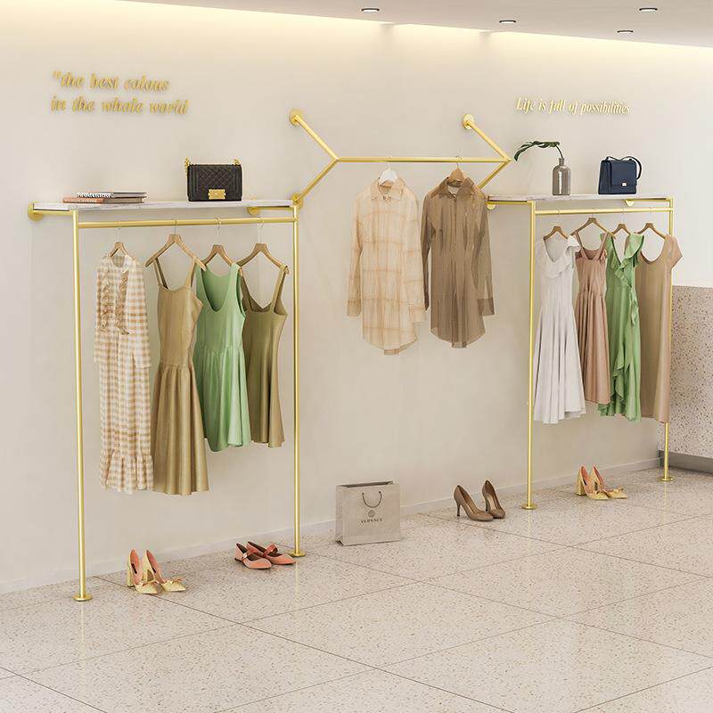 服装展示侧架纳米金挂衣杆上墙挂架落加地挂衣架衣店服店厚265服