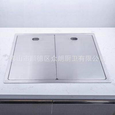 双盖板304不锈钢带台阶隐藏式大单槽折叠式龙头拉丝色5845、6848