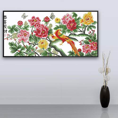 针爱99十字绣牡丹花线绣花开富贵客厅中国风大幅挂画厂家