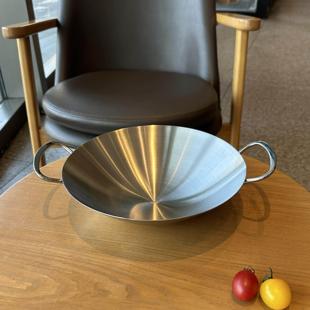 小圆底!户外!18/10不锈钢圆底干锅盆火锅锅子双耳酒精炉子小锅