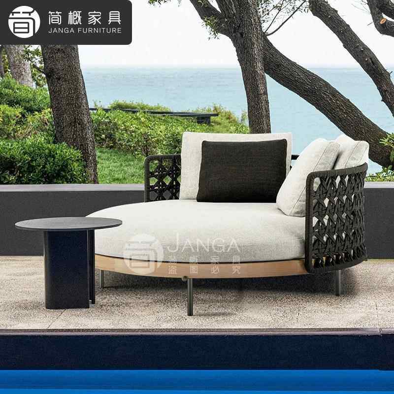 别墅阳台藤编71沙圆床外院庭露发台柚木躺床室外懒人躺椅茶几组户,住宅家具,户外沙发,淘宝优惠券,粉丝福利购,淘宝优惠卷