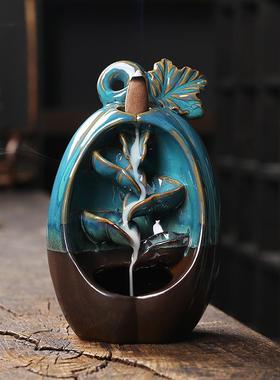 新款陶瓷倒流香炉创意欧式南瓜回流香薰炉左右逢源陶瓷家居摆件