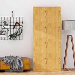 木质更衣柜员工储物柜理发店存包柜带锁洗浴中心更衣室原木色柜子