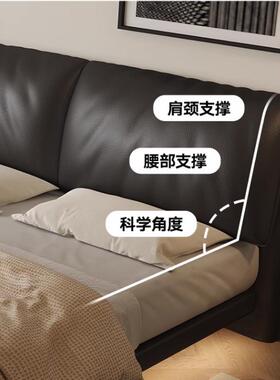 需定制大象2024新款黑色头层牛皮床头背板单独买 软包靠背一体落