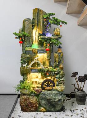 开业中式假山流水喷泉风水轮阳台摆件装饰客厅招财景观鱼池加湿器
