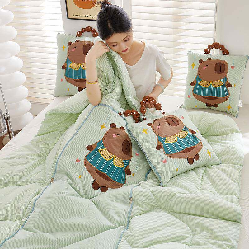 纯棉抱枕子靠办二合一FZV两用车载全棉公室午休被抱枕被汽车靠枕