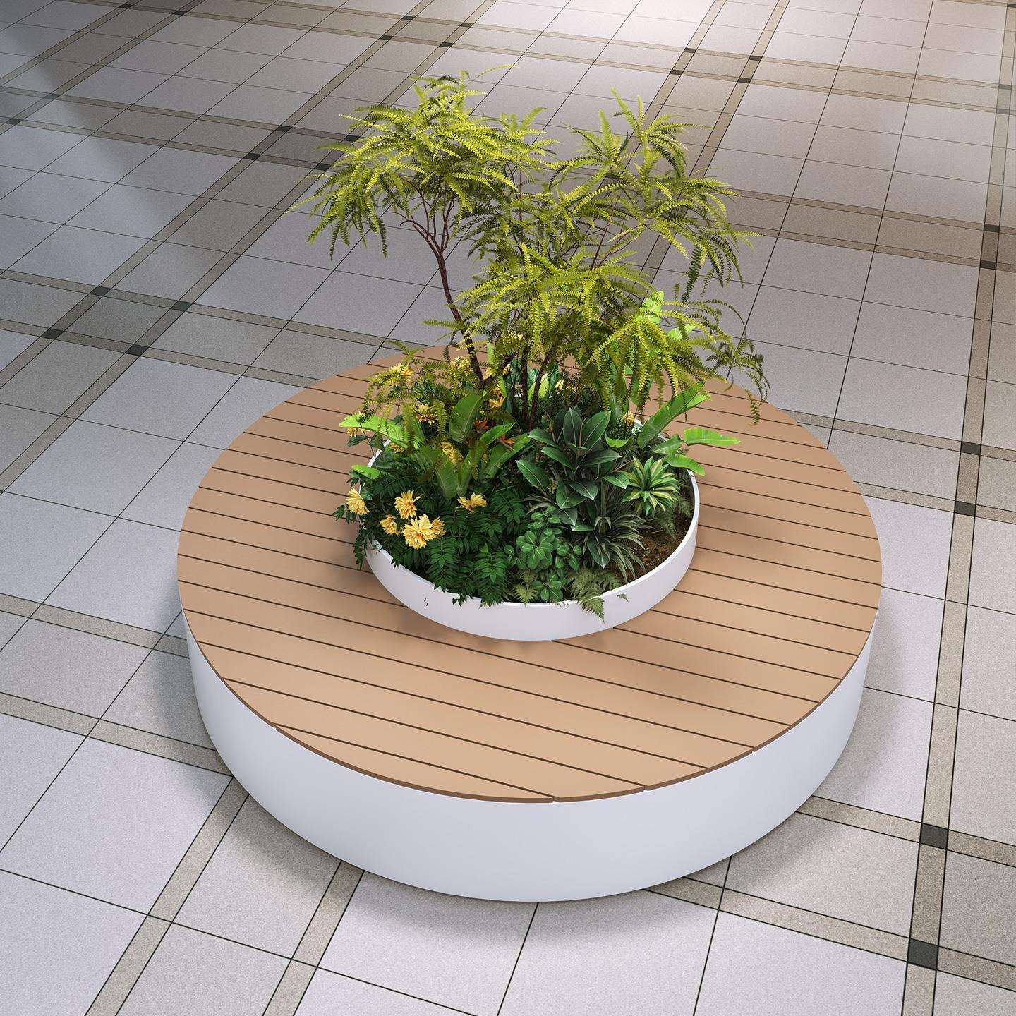 户外花箱组合商业街广场休息座椅组合种植箱花槽花坛圆形创意卡座