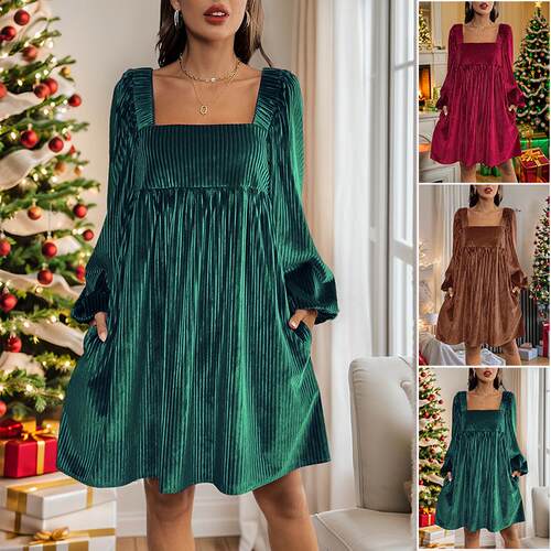 Women's Valentine's Day Velvet Square Neck Dress