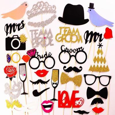 Photo Booth Props Party Masks Hat Mustache Lip photobooth