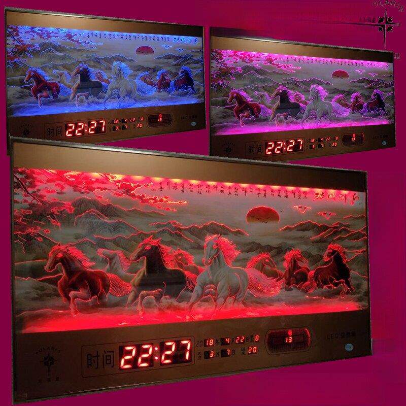 北极星3D立体彩雕led夜光数码万年历客厅装饰画电子日历时钟挂钟