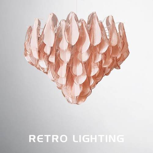 法式花瓣玻璃艺术吊灯绿色复古意大利别墅豪宅复式楼客厅餐厅吊灯