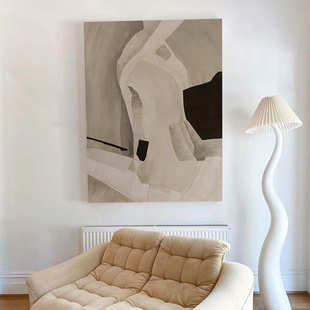 手绘油画客厅侘寂风挂画玄关餐厅装 饰画简约样板间民宿酒店墙壁画