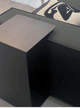 古风懒人床边方形床头柜极简黑色简约奶油高档北欧风长条房间角几