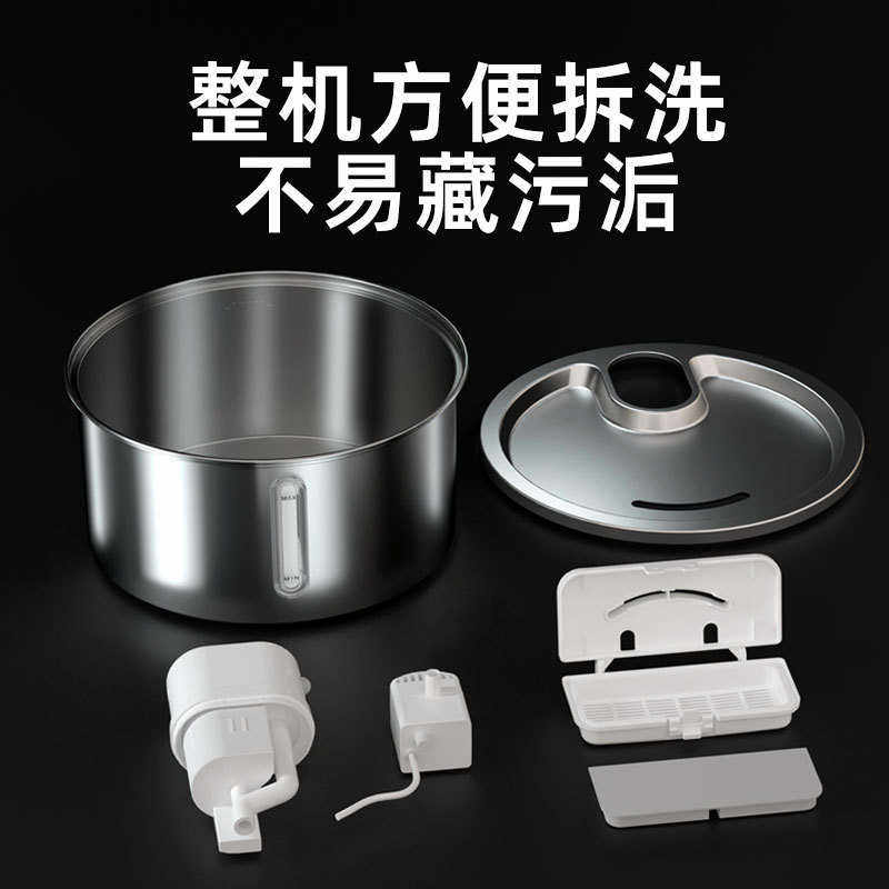 不锈钢猫咪饮水机自动活水不插电3L大容量新款恒温宠物无线饮水器