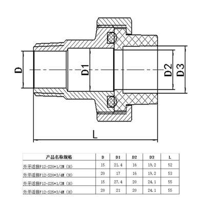 日丰管 PPR水管配件 4分20 6分25家装饰通用冷热水管件外牙活接