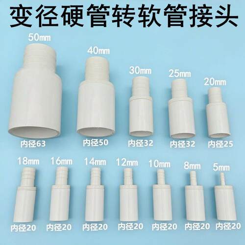 pvc变径直接给水管异径接头16转16转20塑料直通异径硬管转软管头