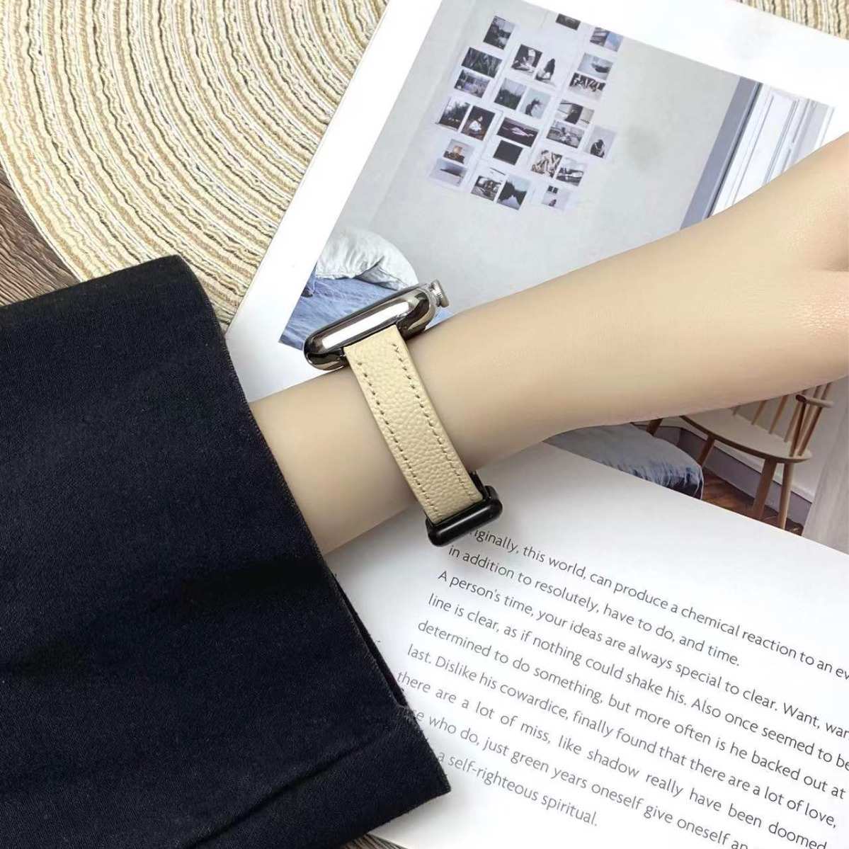 磁吸荔枝纹适用Apple Watch苹果手表表带iWatch9手表带S8小众SE56