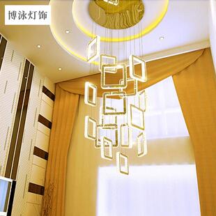 2026年新款 楼客厅灯简约现代跃层楼梯长吊灯水晶灯别墅吊灯 复式