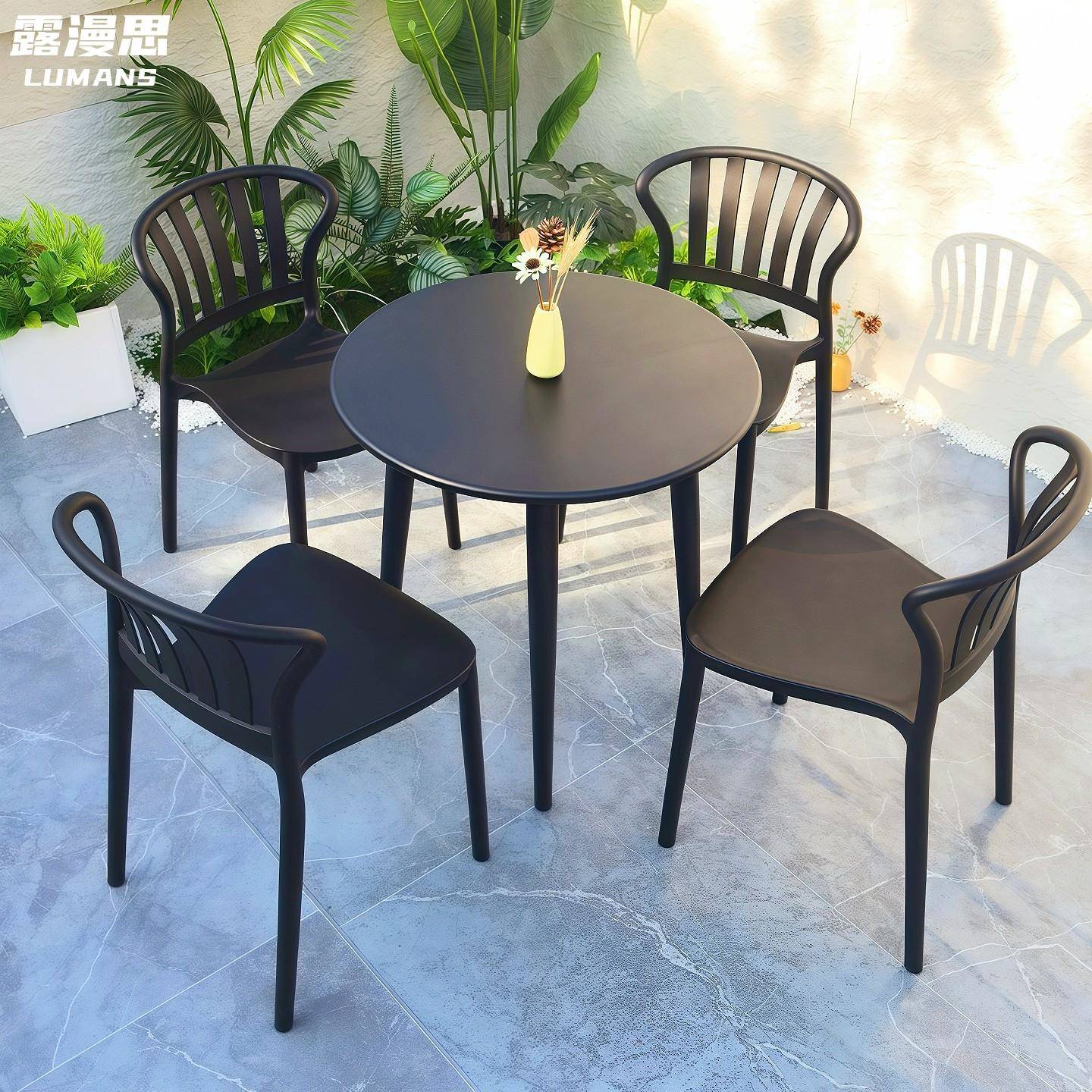 户外庭院餐桌组合碳钢露天饭厅酒吧奶茶店室外摆阳台休闲商用桌椅
