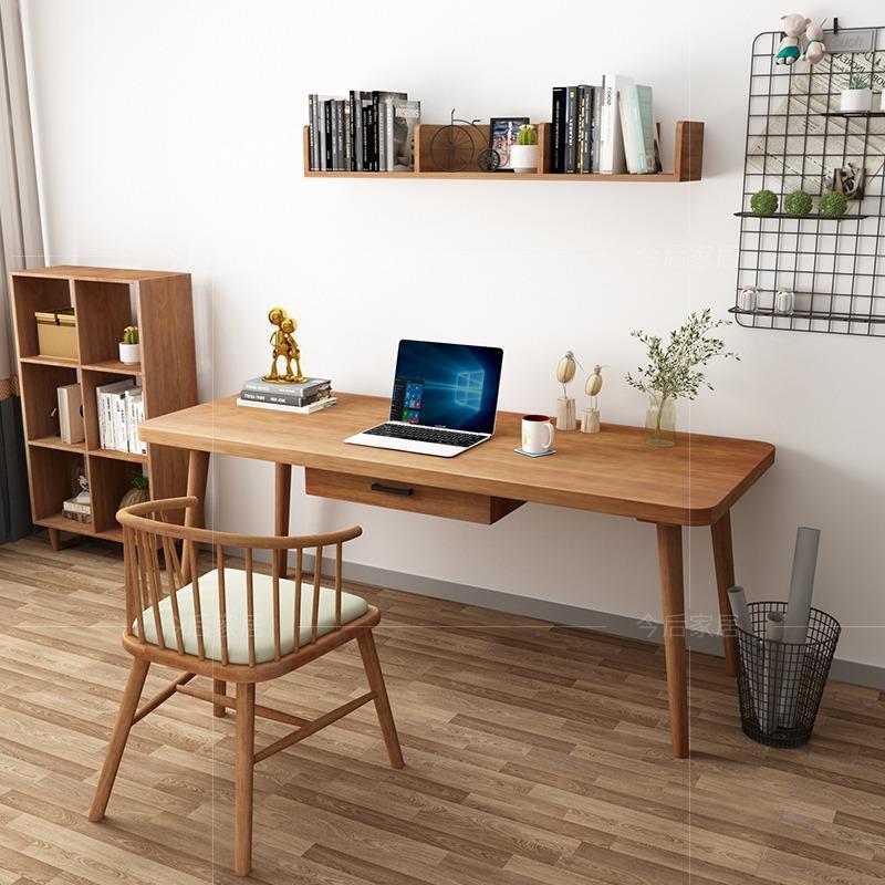实木双人书桌家用书房双人工作桌北欧家用小户型电脑台式桌椅组合