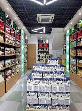 超市便利店食品货架绿色农产品钢木货架展示架带广告厂家供应