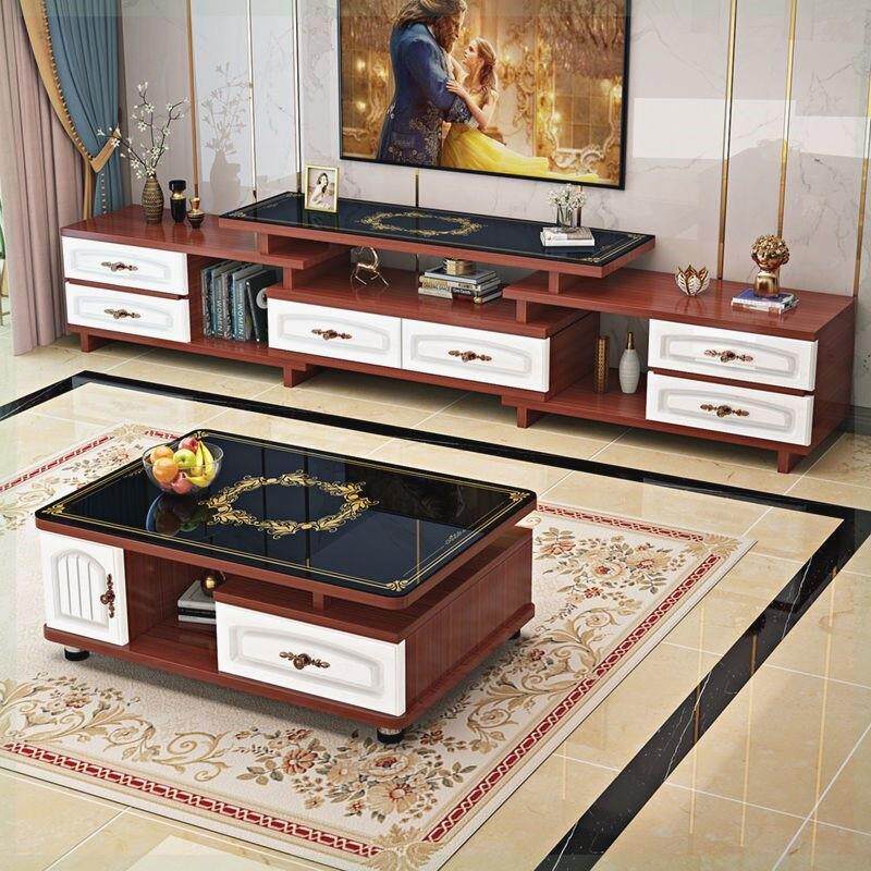 包安装欧式电视柜茶几组合小户型客厅钢化玻璃伸缩现代简约茶桌