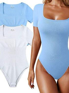Women's Seamless Fitted Bodysuit with Square Neck, Hourglass
