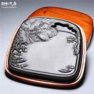 751非遗安徽文歙砚台老歙砚天然原石可磨坑墨条书法房四县宝娜幽