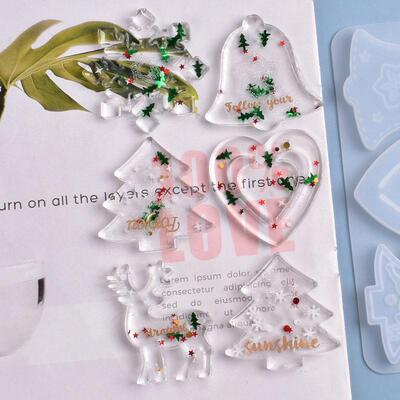 Christmas Mold DIY Resin Crystal Epoxy Mold Snowflake Elk Pe