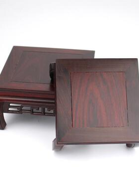 红酸枝MSJ正方座形石抱脚台木托红木花花盆景玉佛像底瓶实木质几