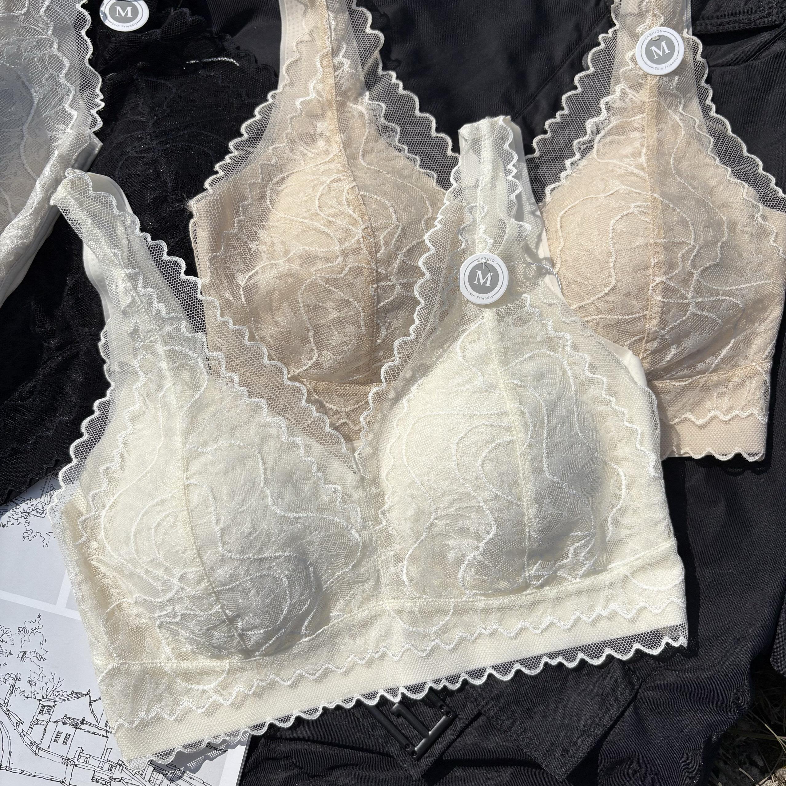 新款蕾丝美背内衣女固定杯防走光文胸防走光文胸内衣超薄无痕内衣