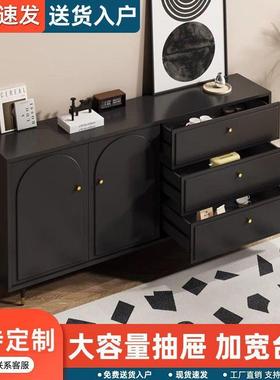 奶风油黑色实木斗柜收卧室卧纳柜储物柜客厅五斗橱OOF主床尾柜抽