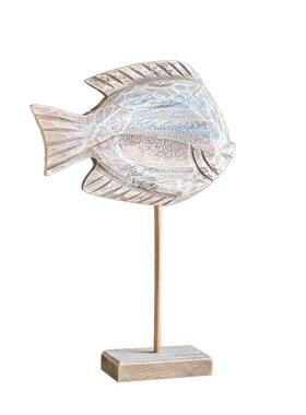 海洋风格实木手工雕刻鱼摆件地中海桌面摆设样板房软装电视柜摆台